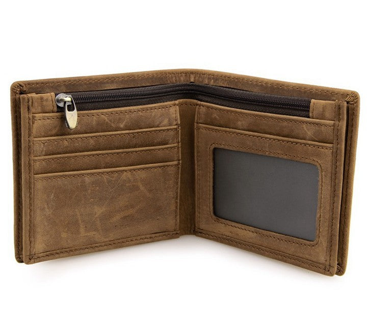 Genuine Cowhide Bifold Wallet for Men – Classic Style with RFID Protection & Card Slots