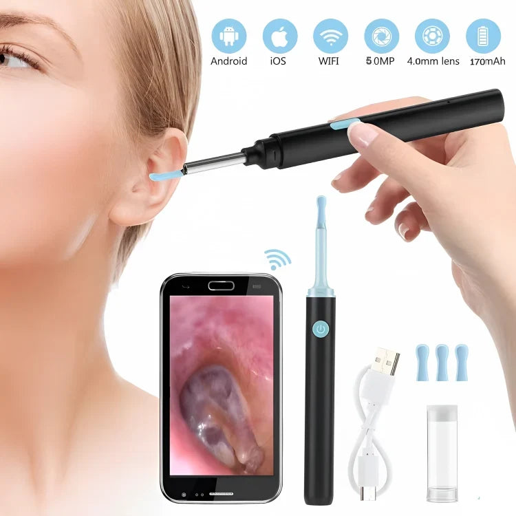 Endoscope HD pour retrait de cérumen, embouts en silicone, Type-C