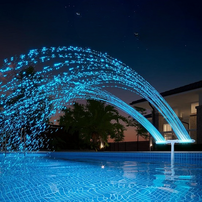 Solar Pool Fountain with Color-Changing LED Lights Dual Arc Spray 18-Light RGB Auto-Dusk Wireless Rechargeable for Intex Bestway Above Groun
