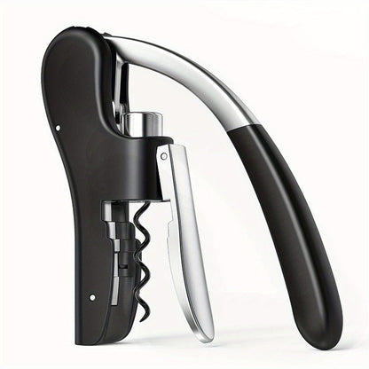 Tire-bouchon à double levier avec coupe-capsule intégré pour bouteilles de vin rouge, blanc et effervescent – Outil de barman portable pour cuisine, restaurant