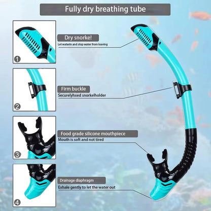 Full-Face Snorkel Mask with Fins & Dry-Top Tube – Wide-View Swim Gear for Ocean, Pool & Diving