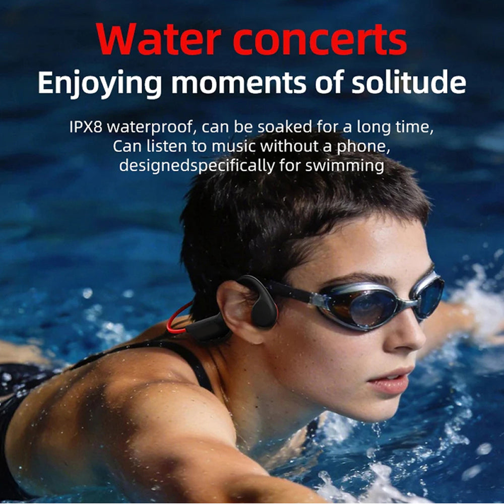 Bone Conduction Swim Headphones with 32GB Storage & IPX8 Waterproof Rating for Pool Training, Open Water Swimming, Running & Cycling