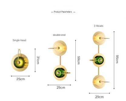 Wall Sconce Light Fixture Gold Finish E27 Socket Clear or Green Glass for Hallway Bedroom Living Room Modern Brass-Style Accent Lighting