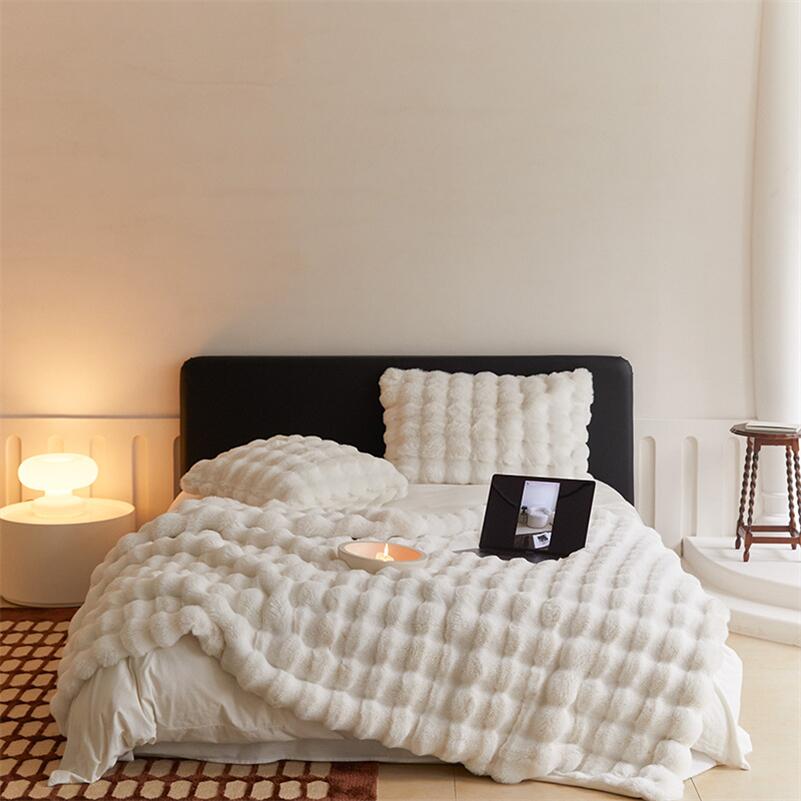 Plush Faux Fur Throw Blanket with Silky Soft Texture for Couch, Bed & Living Room Decor in Multiple Colors