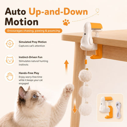 Ortekor Desk Clamp Automatic Cat Teaser Toy - Keep Indoor Cats Busy While You Work