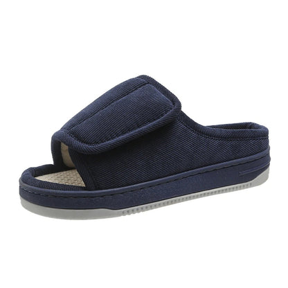 Adjustable Open-Toe Slippers for Edema & Neuropathy Relief, Extra-Wide Cushioned Footbed, Velcro Closure for Swelling, Supportive Rubber