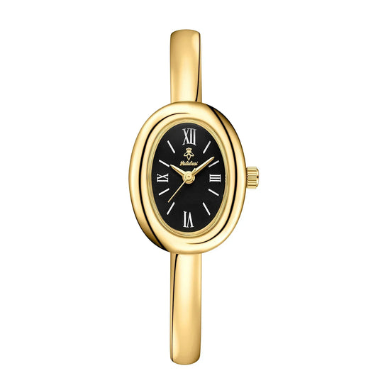 Montre-bracelet analogique à quartz pour femme avec cadran ovale et bracelet en acier inoxydable, style habillé, décontracté ou bureau, options de couleur or et argent, modèle Fashion A