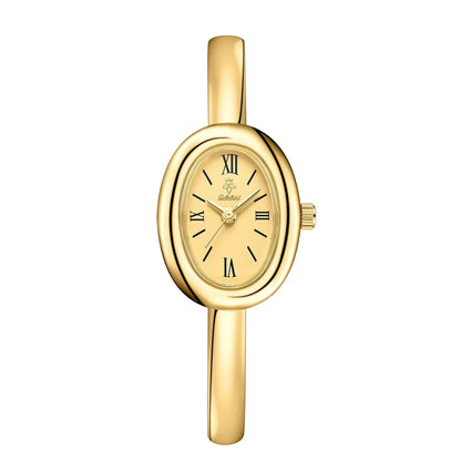 Women's Oval Face Bangle Watch Quartz Analog Wristwatch Stainless Steel Bracelet for Dress Casual Office Gold Silver Color Options Fashion A