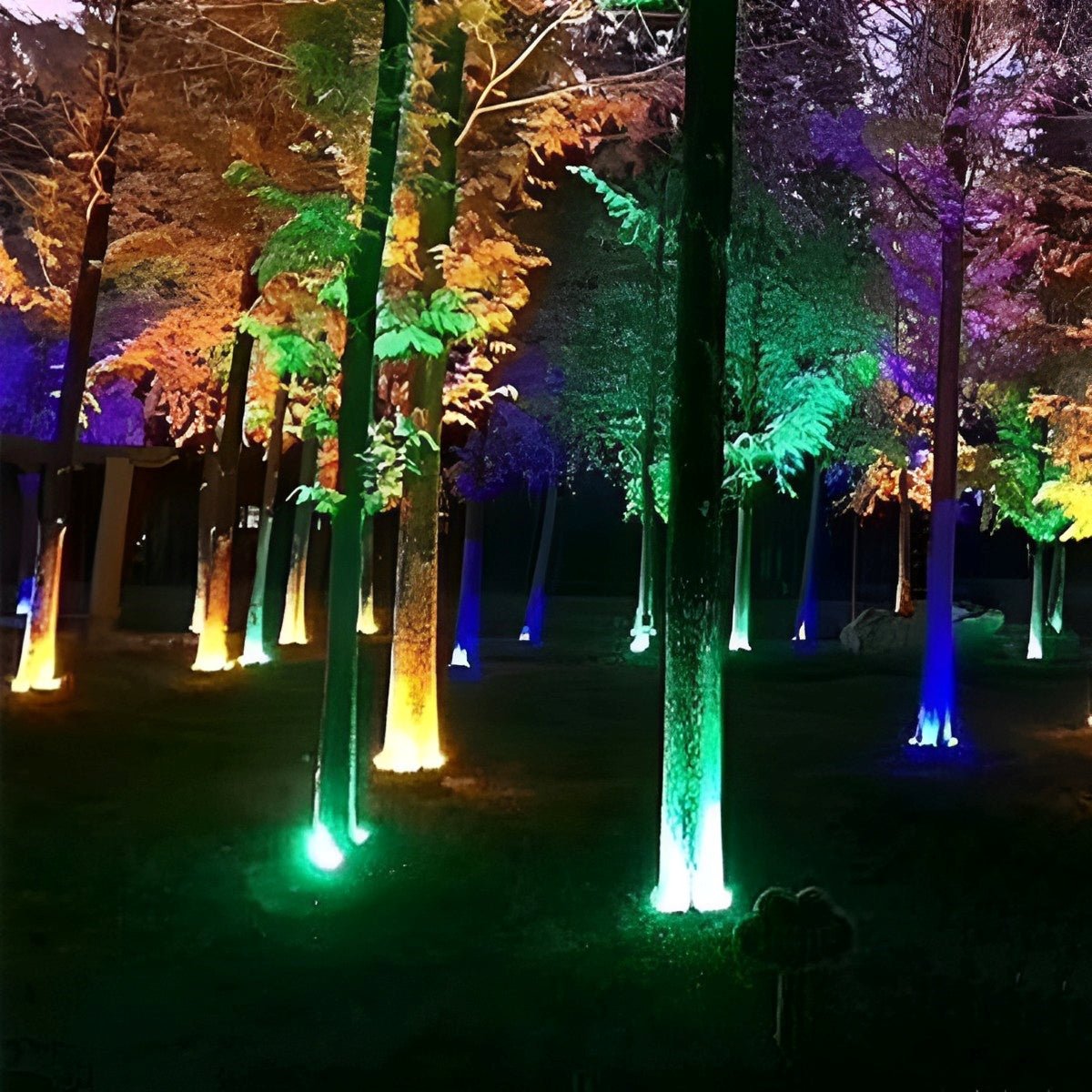 LED Uplight Spike for Trees & Walkways – Cast Aluminum Housing, 12W Output, Arc Design, Warm White or RGB Modes, Ground Stake Installation,