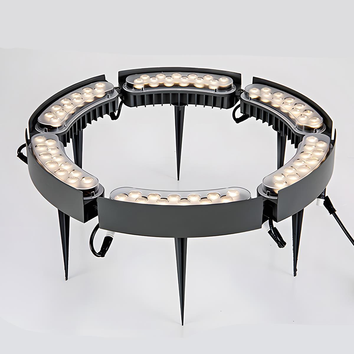 LED Uplight Spike for Trees & Walkways – Cast Aluminum Housing, 12W Output, Arc Design, Warm White or RGB Modes, Ground Stake Installation,