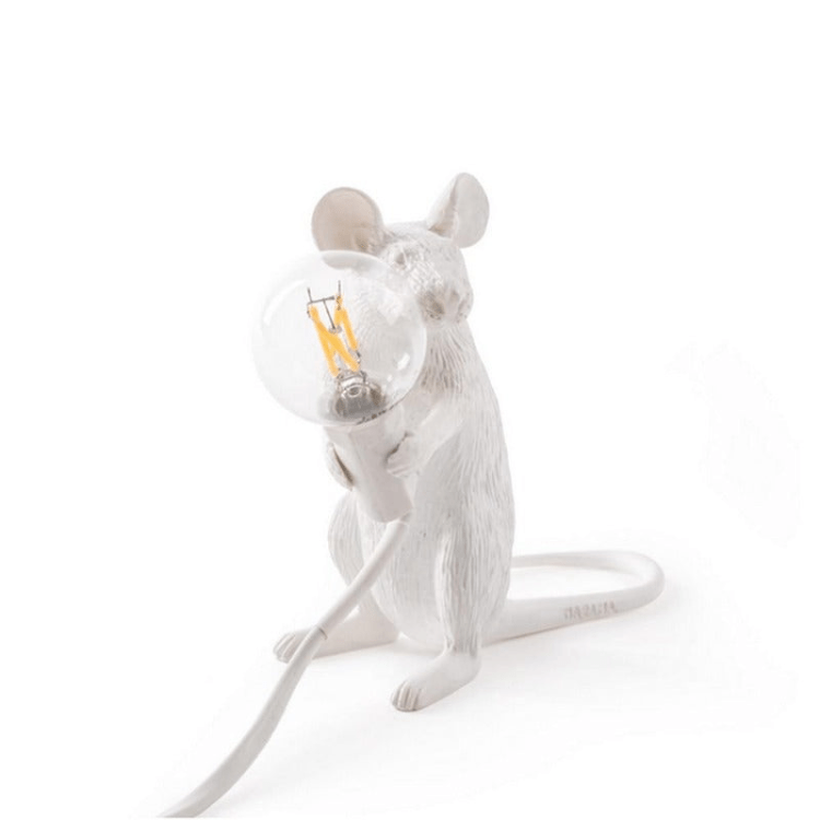 Lampe de bureau fantaisie en forme de souris avec éclairage LED – Objet décoratif en résine pour tables, étagères et tables de chevet