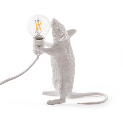 Lampe de bureau fantaisie en forme de souris avec éclairage LED – Objet décoratif en résine pour tables, étagères et tables de chevet