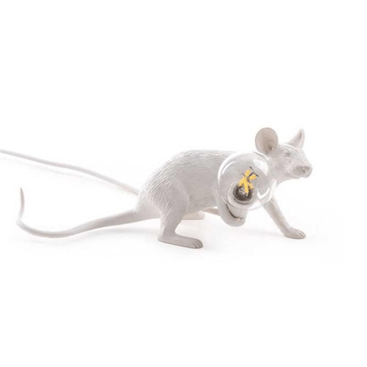 Lampe de bureau fantaisie en forme de souris avec éclairage LED – Objet décoratif en résine pour tables, étagères et tables de chevet
