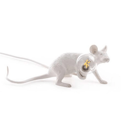 Lampe de bureau fantaisie en forme de souris avec éclairage LED – Objet décoratif en résine pour tables, étagères et tables de chevet
