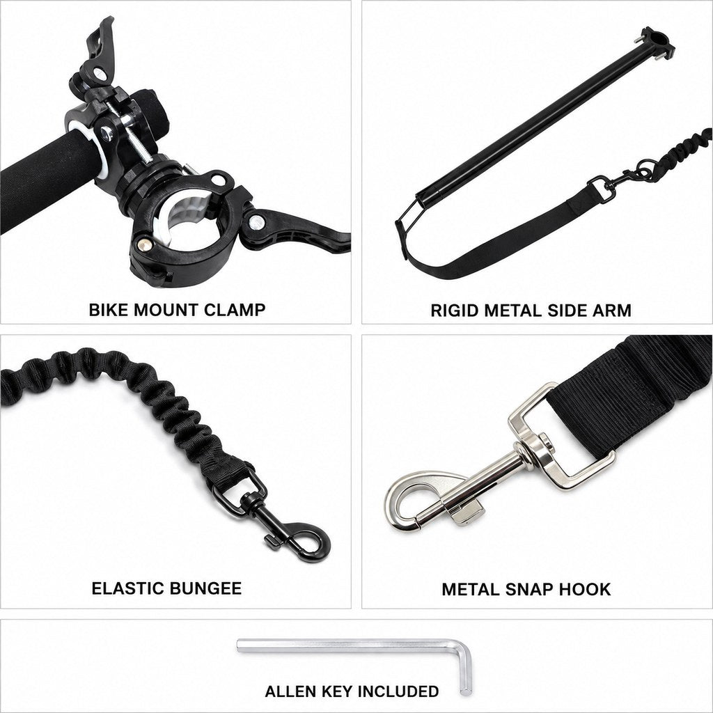 Ortekor Hands-Free Dog Bike Leash with Shock-Absorbing Bungee – Bike-Mounted Side Arm for Controlled Side-by-Side Runs