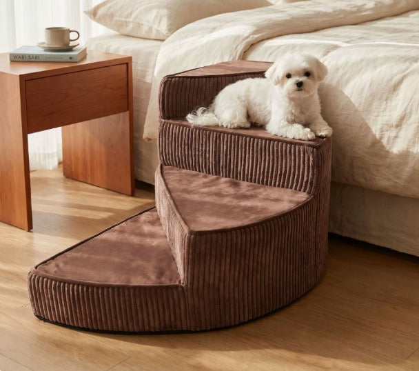 Pet Steps for Bed & Couch - Non-Slip Foam Ramp Stairs for Small Dogs - Washable Spiral Design for Senior Pets & Puppies
