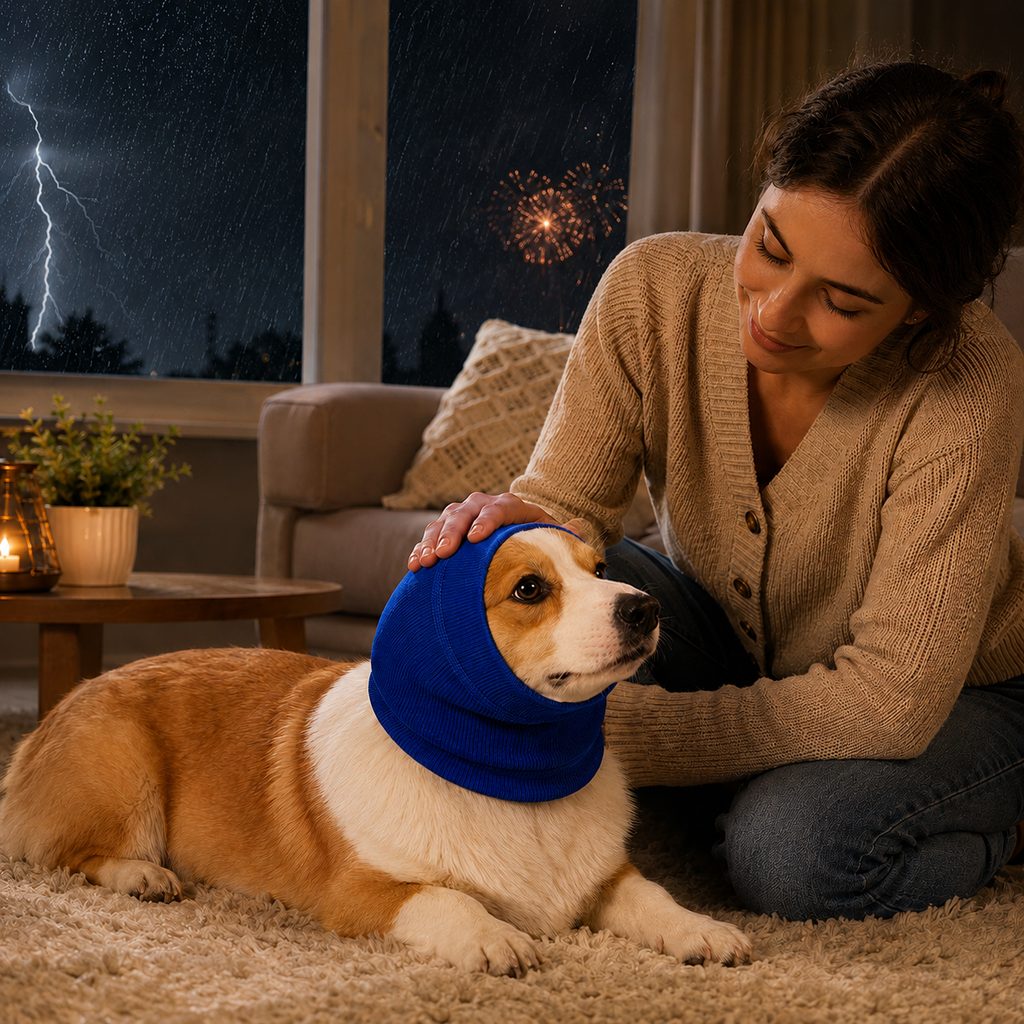 Ortekor Dog Calming Head Wrap for Thunder, Fireworks & Cold Walks - Soft Ear Coverage for Stressful Moments