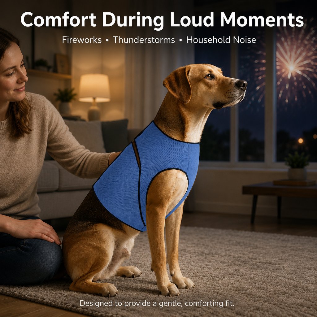 Ortekor Dog Calming Wrap Vest for Thunderstorms, Fireworks & Travel - Breathable Adjustable Comfort Shirt for Stressful Moments