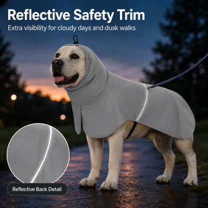 Ortekor Hooded Dog Sun & Rain Cape for Summer Walks - Lightweight Neck-to-Back Coverage for Drizzle, Wind & Sunny Outdoor Days