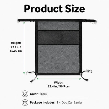 Ortekor Dog Car Barrier Mesh for Road Trips - Keep Pets in the Back Seat & Help Reduce Driver Distractions