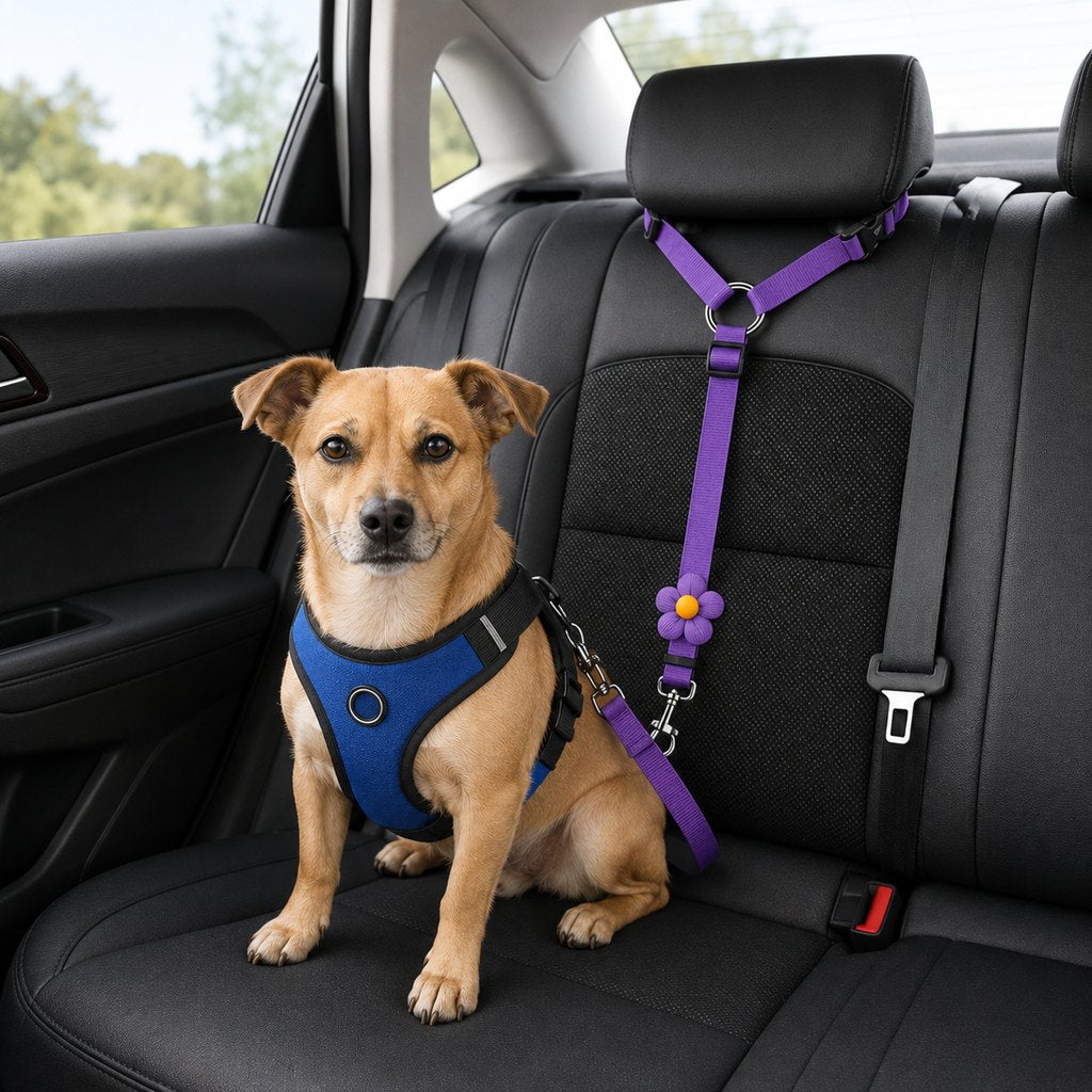 Ortekor Adjustable Dog Car Seat Belt for Back Seat Travel - Helps Keep Pets Secure & Reduce Driver Distraction