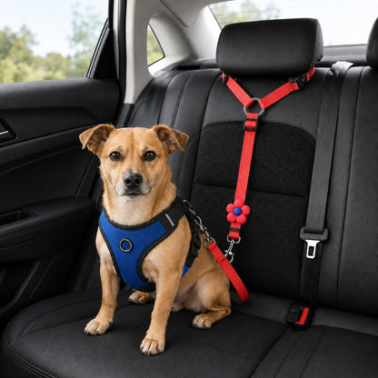 Ortekor Adjustable Dog Car Seat Belt for Back Seat Travel - Helps Keep Pets Secure & Reduce Driver Distraction