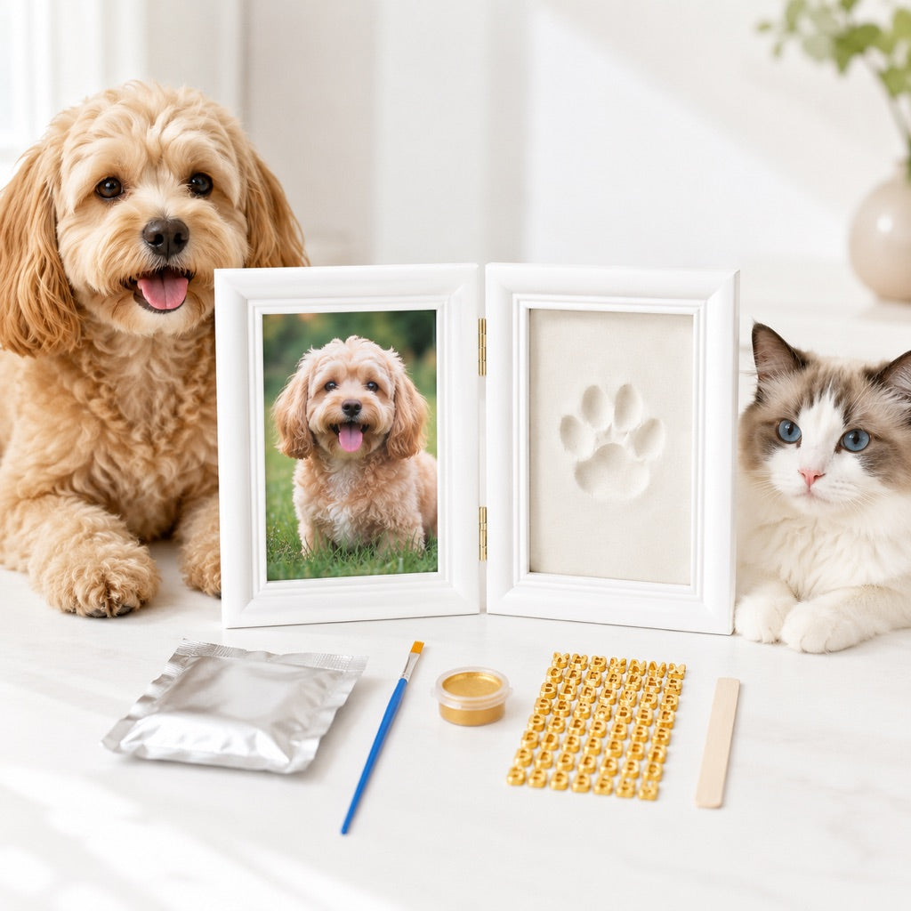 Ortekor Pet Paw Print Frame Kit for Dogs & Cats - DIY Keepsake Photo Frame for Home Display, First Paw Memories & Pet Loss Sympathy Gift