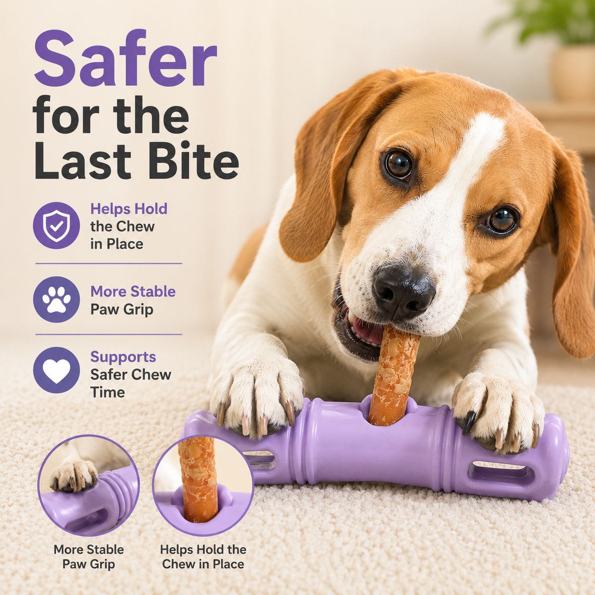 Ortekor Dog Chew Stick Holder for Safer Treat Time at Home - Twist-to-Lock Treat Holder Helps Reduce Last-Bite Risk & Keeps Fingers Away