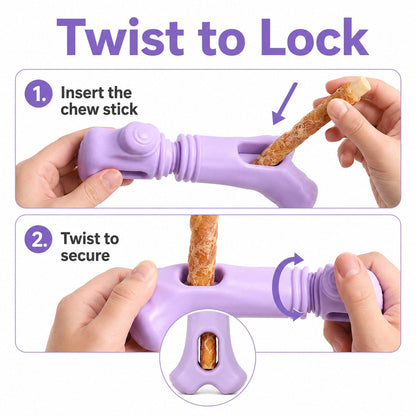 Ortekor Dog Chew Stick Holder for Safer Treat Time at Home - Twist-to-Lock Treat Holder Helps Reduce Last-Bite Risk & Keeps Fingers Away