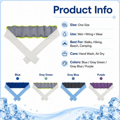 Ortekor Dog Cooling Neck Wrap for Summer Walks, Hiking & Beach Days – Water-Activated Cooling Collar Scarf for Hot Weather Comfort