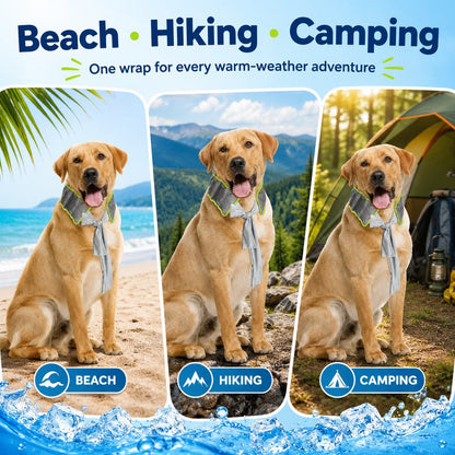 Ortekor Dog Cooling Neck Wrap for Summer Walks, Hiking & Beach Days – Water-Activated Cooling Collar Scarf for Hot Weather Comfort