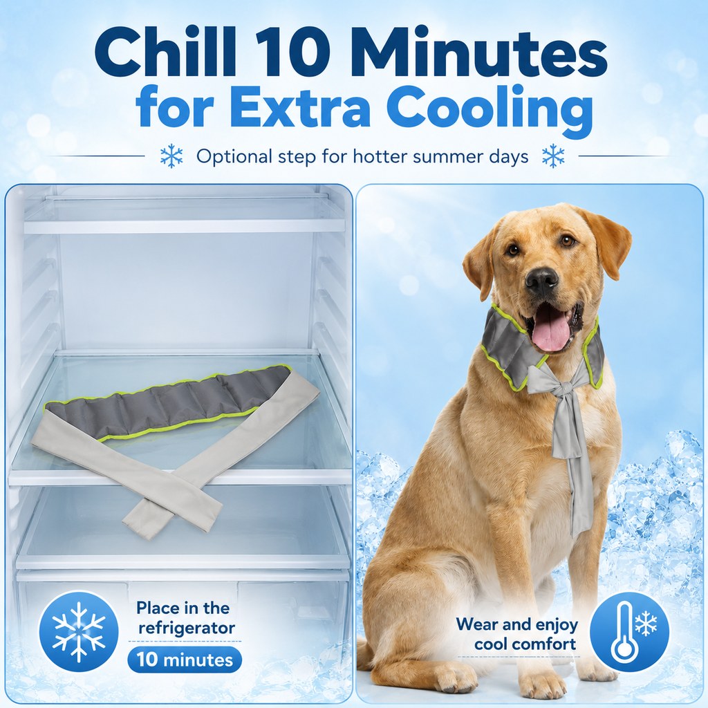 Ortekor Dog Cooling Neck Wrap for Summer Walks, Hiking & Beach Days – Water-Activated Cooling Collar Scarf for Hot Weather Comfort