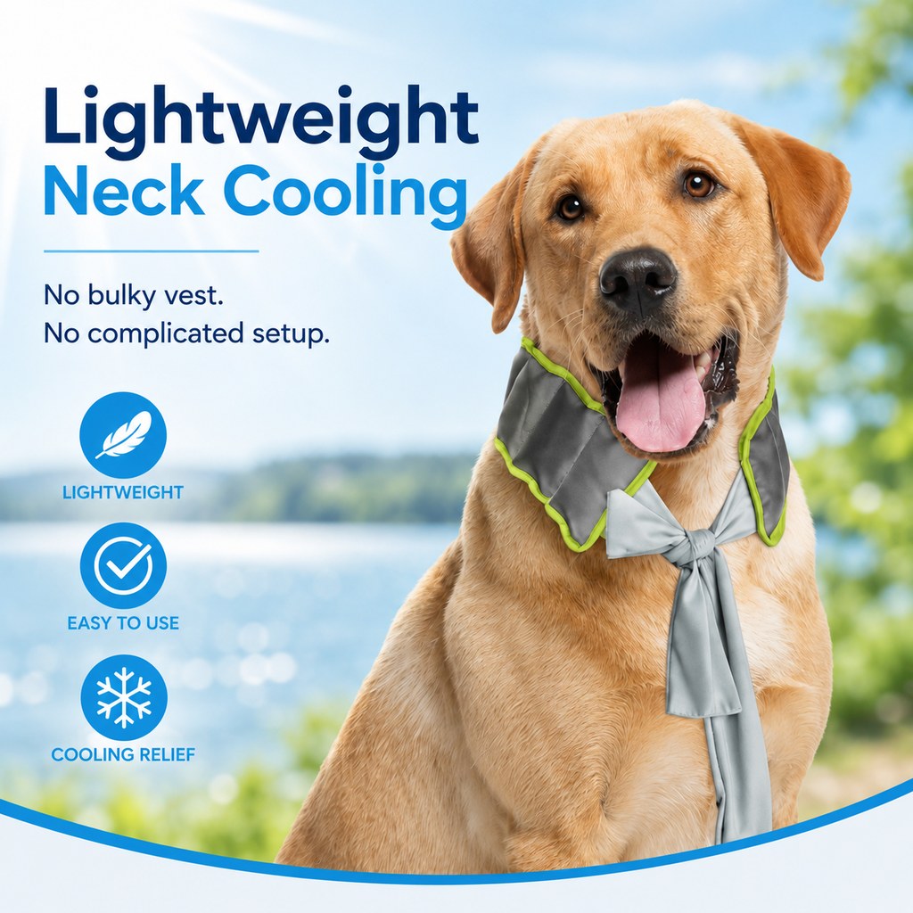 Ortekor Dog Cooling Neck Wrap for Summer Walks, Hiking & Beach Days – Water-Activated Cooling Collar Scarf for Hot Weather Comfort