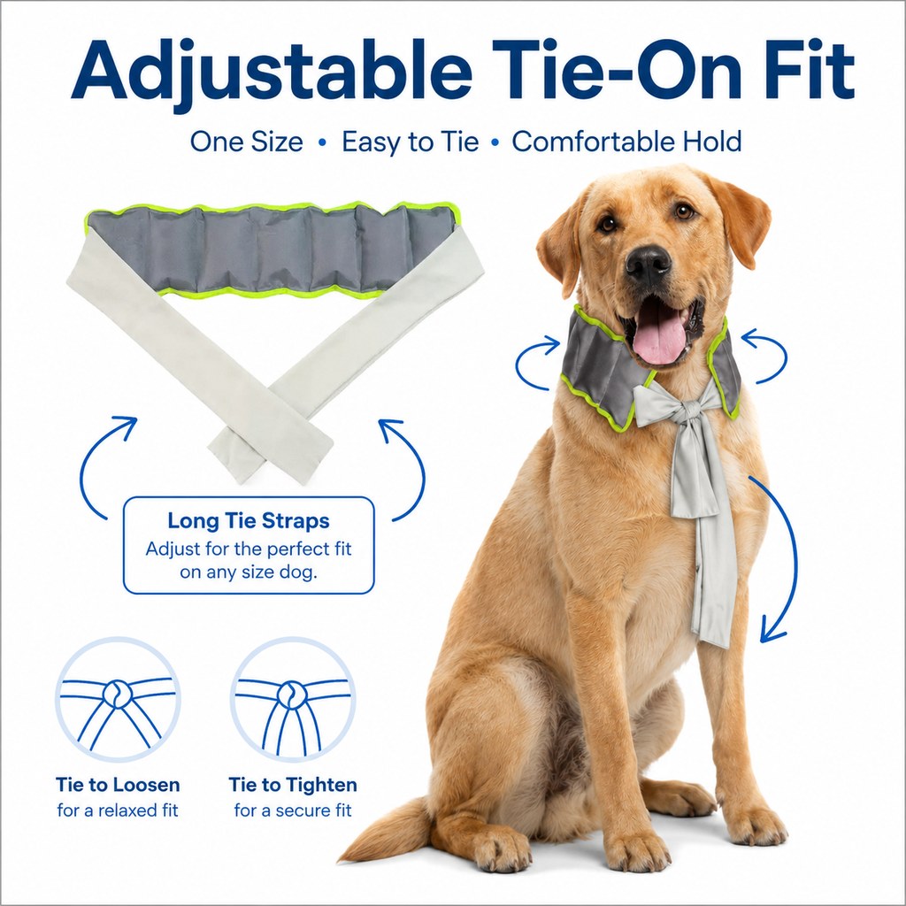 Ortekor Dog Cooling Neck Wrap for Summer Walks, Hiking & Beach Days – Water-Activated Cooling Collar Scarf for Hot Weather Comfort
