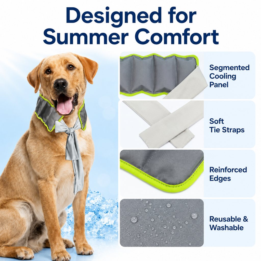 Ortekor Dog Cooling Neck Wrap for Summer Walks, Hiking & Beach Days – Water-Activated Cooling Collar Scarf for Hot Weather Comfort