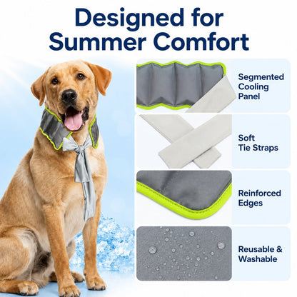 Ortekor Dog Cooling Neck Wrap for Summer Walks, Hiking & Beach Days – Water-Activated Cooling Collar Scarf for Hot Weather Comfort