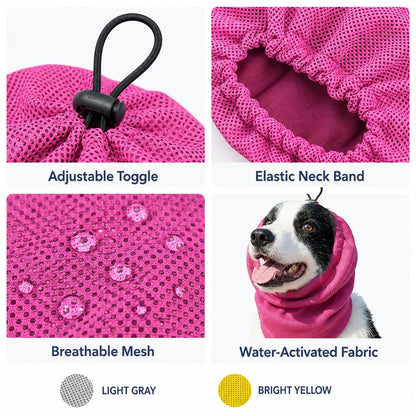 Ortekor Water-Activated Dog Cooling Snood for Summer Walks - Lightweight Neck & Ear Cooler for Hot Weather, Beach Days & Long-Fur Dogs
