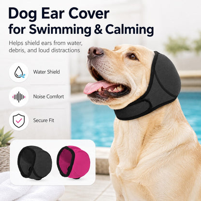 Ortekor Dog Ear Cover for Swimming, Bath Time & Loud Noise Comfort - Soft Calming Ear Muff to Help Keep Water & Debris Out