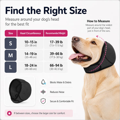 Ortekor Dog Ear Cover for Swimming, Bath Time & Loud Noise Comfort - Soft Calming Ear Muff to Help Keep Water & Debris Out