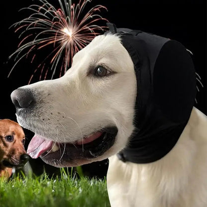 Calming Sound-Dampening Pet Headwear for Dogs During Storms, Fireworks & Grooming | Soft Nylon Anxiety Relief Ear Cover for Small to Large B