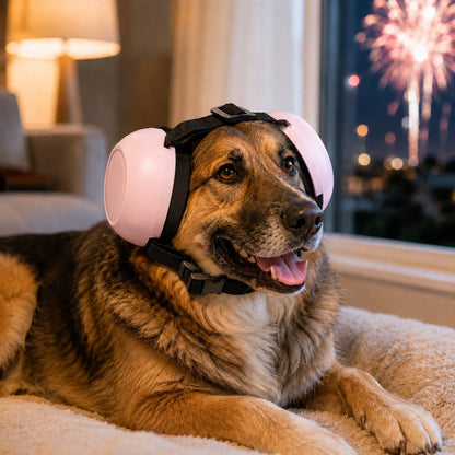 Ortekor Dog Noise-Reducing Ear Muffs for Fireworks, Thunderstorms & Grooming - Adjustable Anxiety Comfort Ear Protection for Medium & Large Dogs
