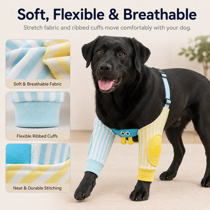 Ortekor Padded Dog Elbow Protector Sleeves for Hard Floors - Dual Front-Leg Coverage for Pressure & Rubbing