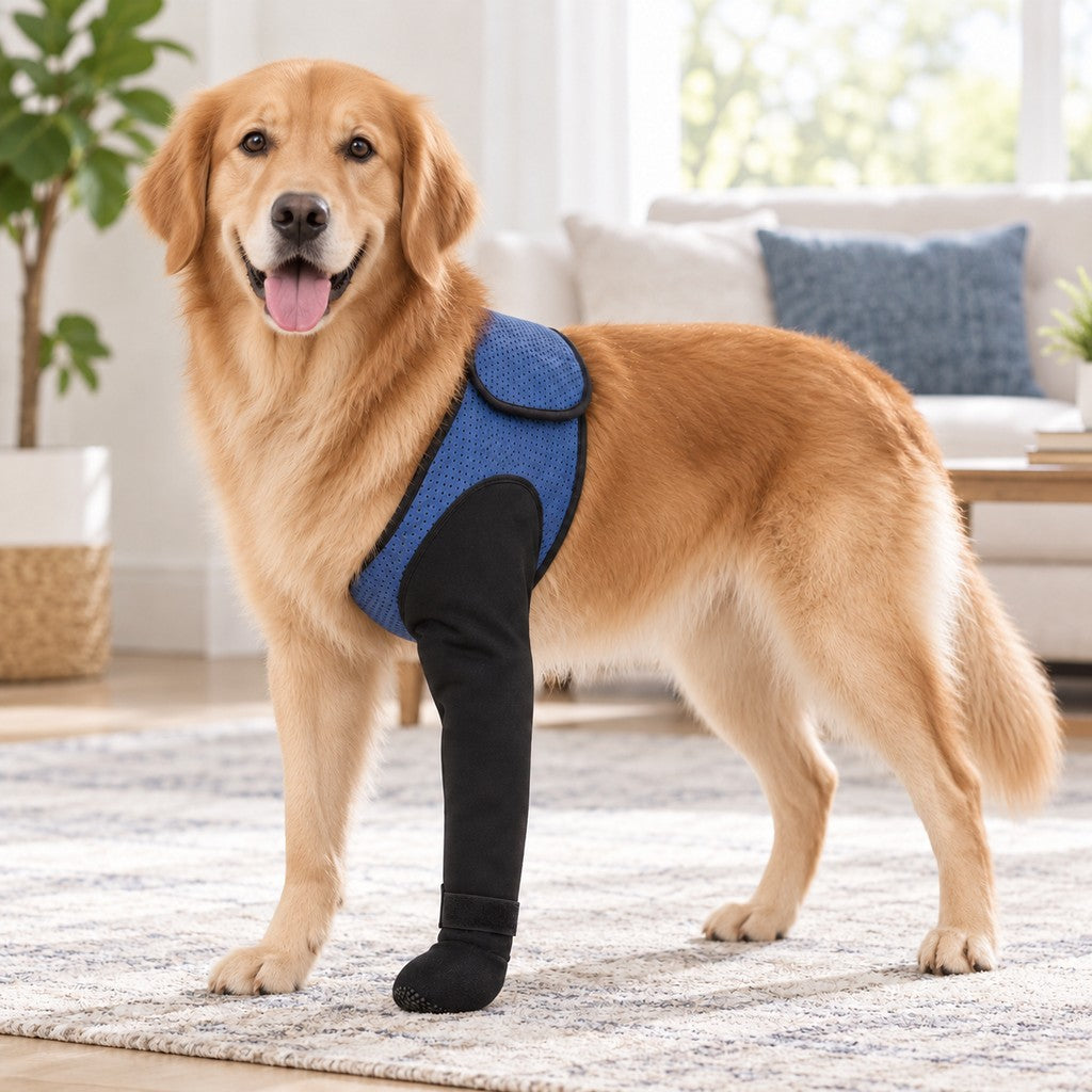 Ortekor Dog Front Leg Support Brace for At-Home Recovery & Anti-Lick Protection - Full-Length Sleeve with Paw Cover