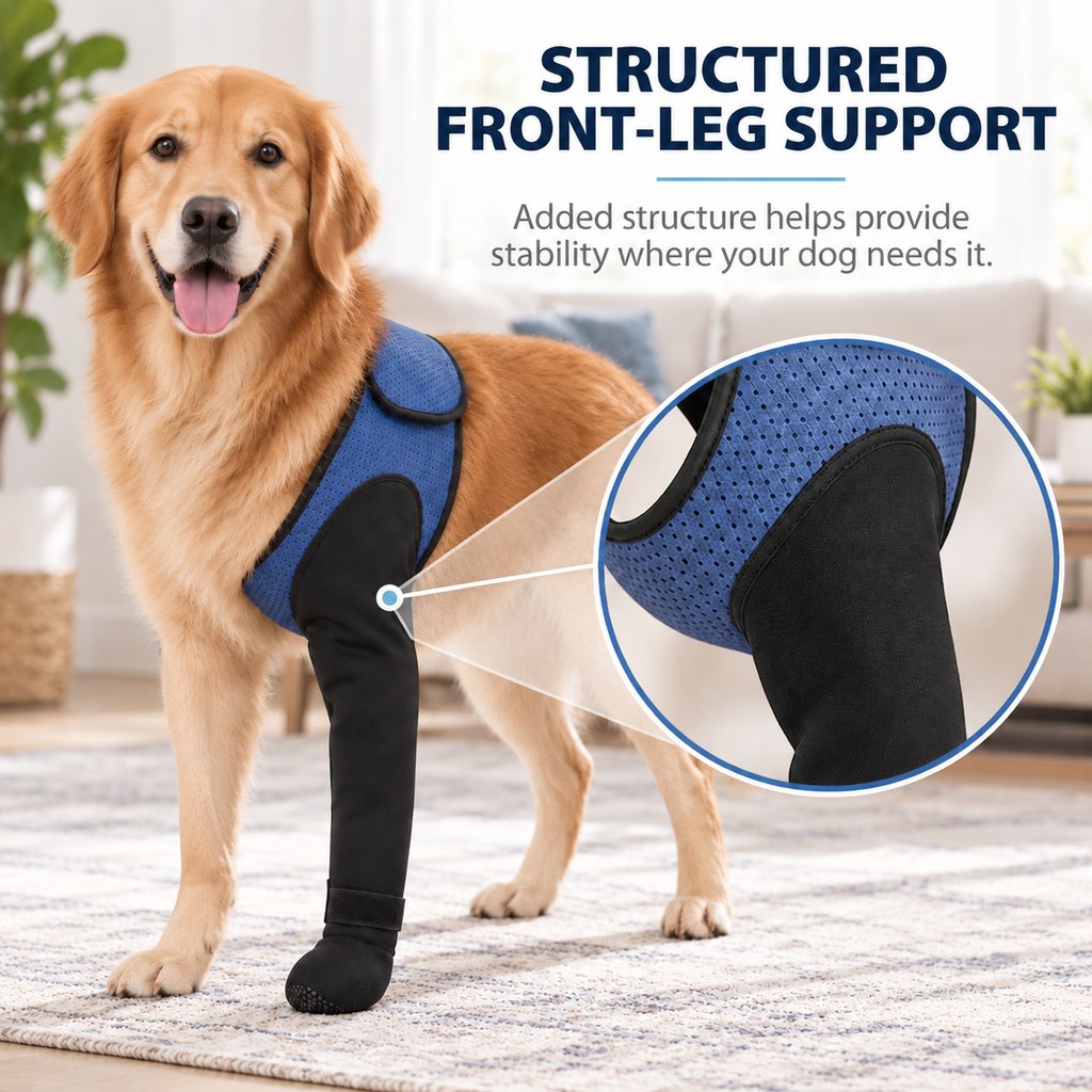 Ortekor Dog Front Leg Support Brace for At-Home Recovery & Anti-Lick Protection - Full-Length Sleeve with Paw Cover