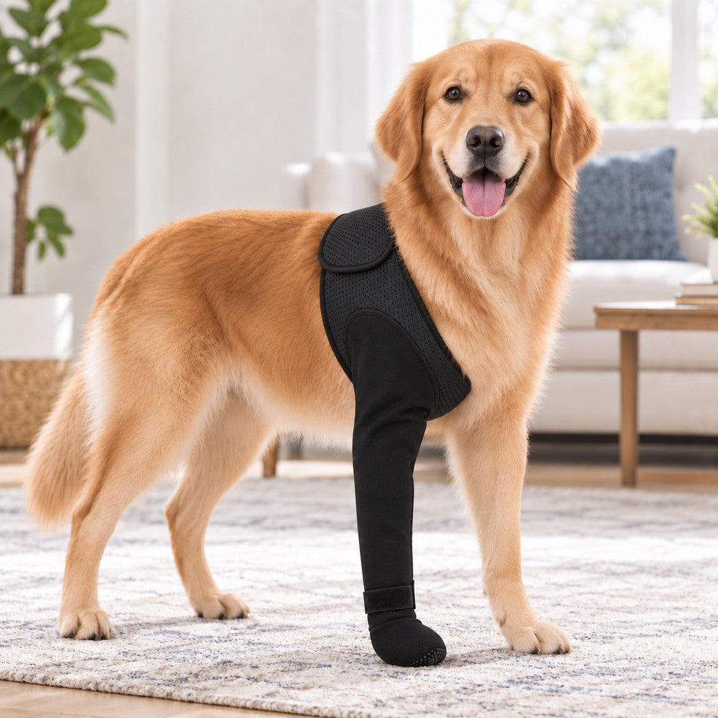 Ortekor Dog Front Leg Support Brace for At-Home Recovery & Anti-Lick Protection - Full-Length Sleeve with Paw Cover