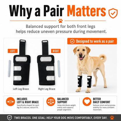 Ortekor Dog Front Leg Brace for Weak or Injured Legs - Adjustable Support for Stability, Recovery & Daily Walking Comfort