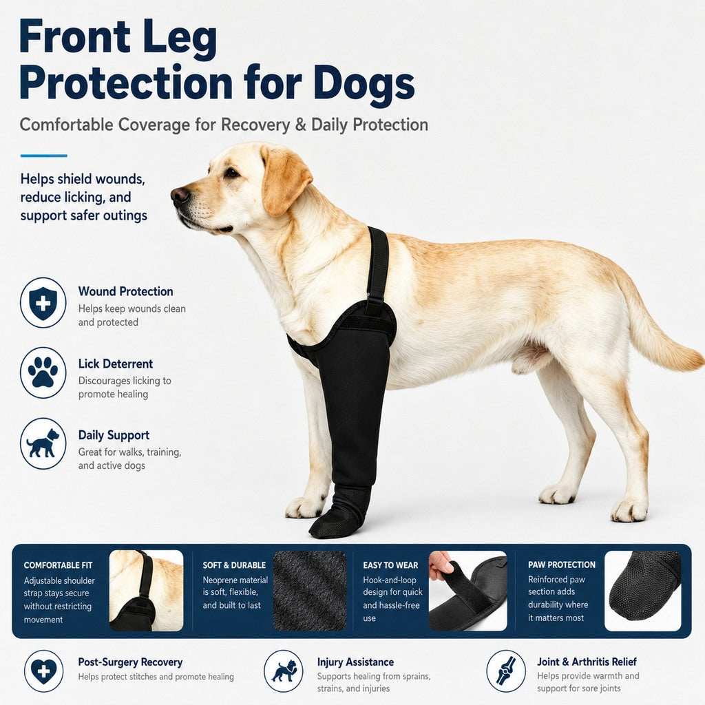 Ortekor Dog Front Leg Protective Sleeve for Recovery & Walks - Helps Reduce Licking