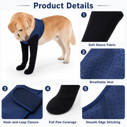 Ortekor PawGuard Dual Front Leg Recovery Sleeves for Dogs - Cone-Free Anti-Lick Protection for Post-Surgery, Scratching & Sensitive Front Legs