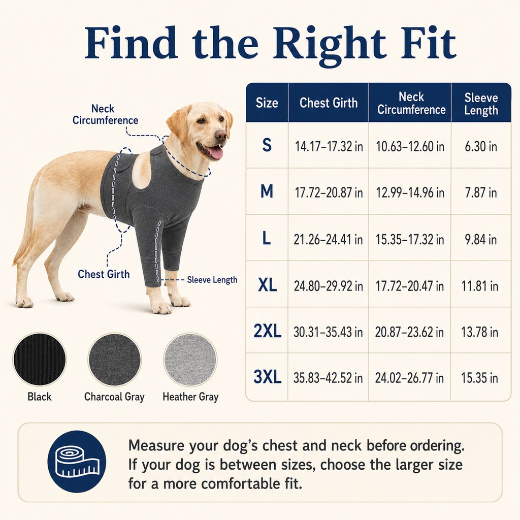 Ortekor Dog Front Leg Recovery Suit for At-Home Care - Helps Deter Licking