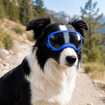 Ortekor Photochromic Dog Goggles for Hiking & Car Rides - Adjustable Wind, Dust & Debris Coverage